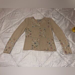 ✨Sigrid Olsen Boho Floral Embroidered Cardigan Small Cottagecore Sweater✨